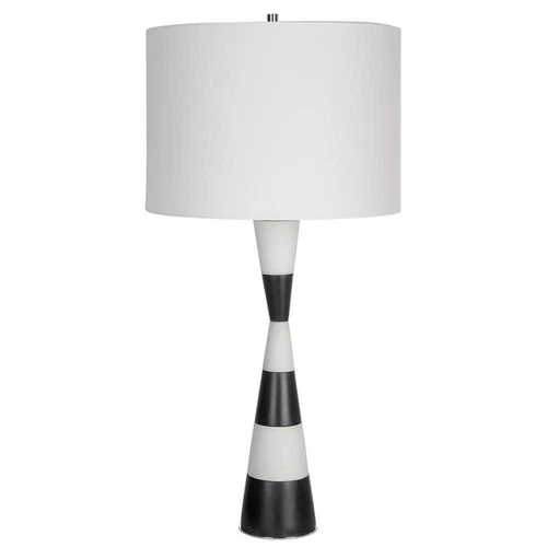 Uttermost Bandeau Contemporary Rice Stone and Resin Table Lamp in Black/White - Picture 3 of 7