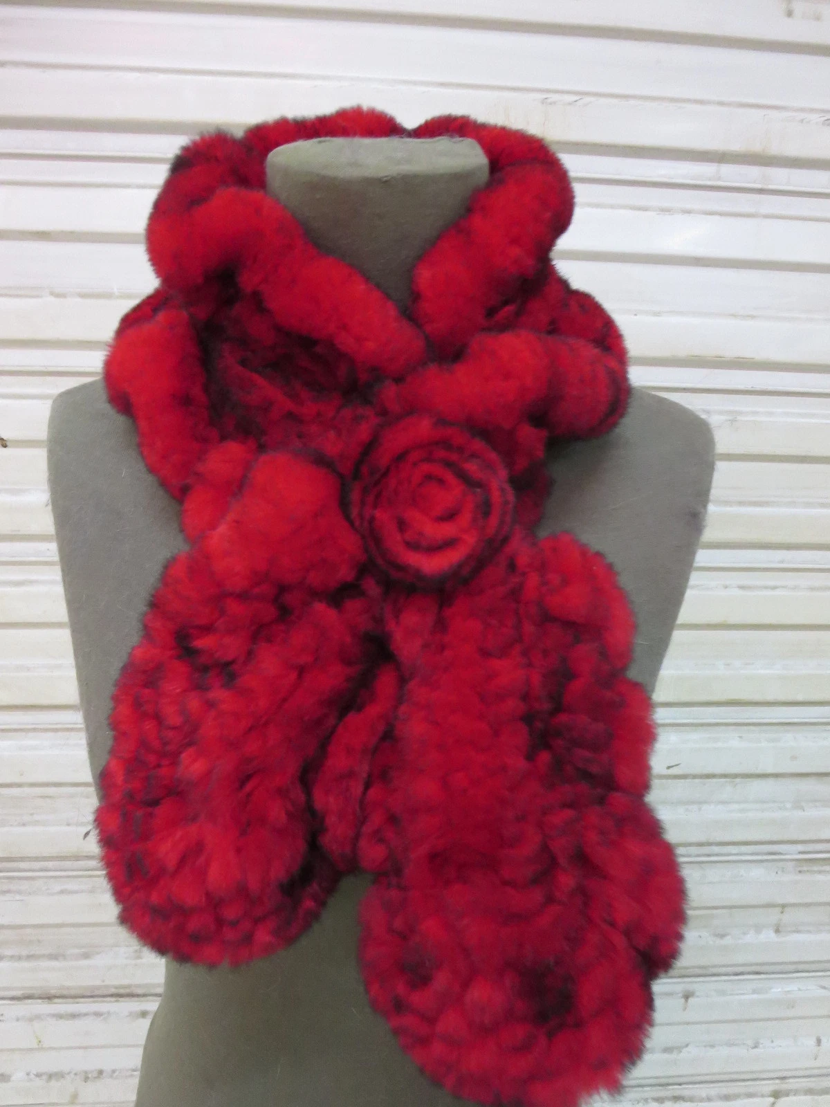 Women Real Rex Rabbit Fur Scarf Collar Winter Warm Neckerchief Wraps Purple Red