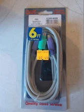 NEW QVS CC389-06KM PS/2 Keyboard & Mouse Cables 26 AWG Mini 6M/M 6'