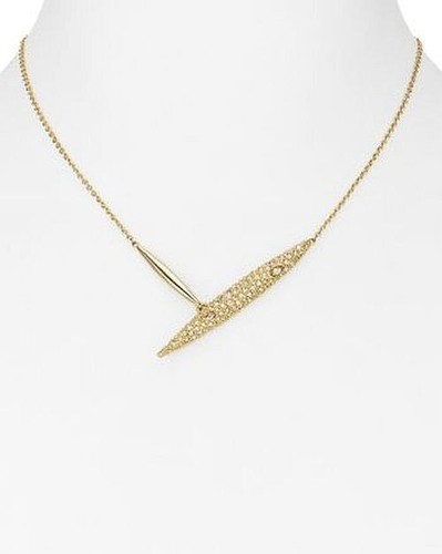 Alexis Bittar Crystal Bar Pendant Necklace Gold Tone 18" - Picture 2 of 3