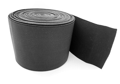 4 Inch Plush Black Elastic Waistband 10 Yards NEW- Strong, Firm Shape, Soft Feel