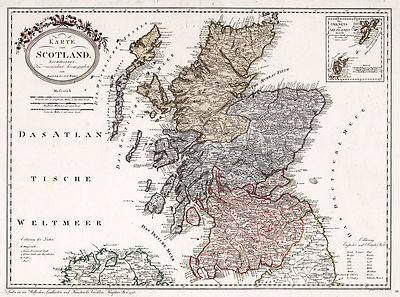 1795 Map of Scotland Franz Johann Joseph von Reilly Poster Scottish History