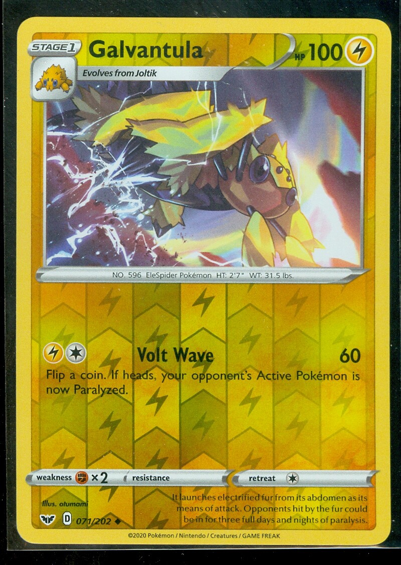 Pokemon GALVANTULA 071/202 Sword & Shield Rev Holo - - MINT
