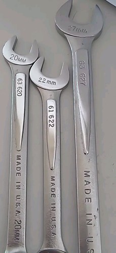 EASCO wrench set 27, 20, 22 mm very nice no Owners markings USA MADE TOOLS. - Imagen 11 de 12