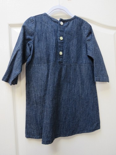 Osh Kosh B'Gosh Girls Dress Age 2 3 Blue Denim Smock Tunic Flowers 70s Retro - Picture 3 of 3