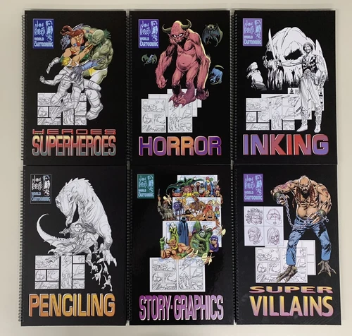 Joe Kubert's World Of Cartooning 6 HC SET - Heroes Villains Penciling Inking + 2