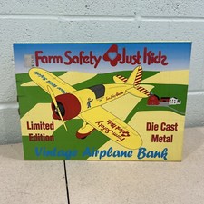Farm Safety 4 Just Kids Vintage Airplane Bank Die Cast 1:32 Spec Cast 1992