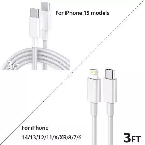 OEM Original For iPhone 15 14 13 12 Charger Cable 3ft 6ft 20W Power Adapter - Picture 14 of 16