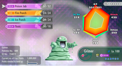 Pokemon Let's Go Pikachu/Eevee 6IV Max AV Shiny Grimer - Main Image