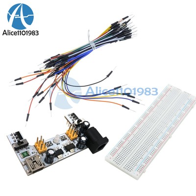 Mini USB Power Supply MB102 830 Solderless PCB Breadboard+65PCS Jump Cable Wire 