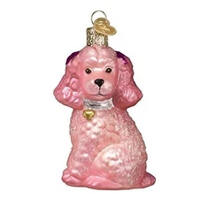 Old World Christmas Glass Blown Ornament, Pink Poodle (With OWC Gift Box)