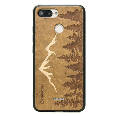Handyhülle für Xiaomi Redmi 6/6A Bewood Imbuia-Gebirge Holzhülle Case Cover Etui