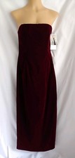 Jessica McClintock Burgundy Velvet Strapless Gown 10p