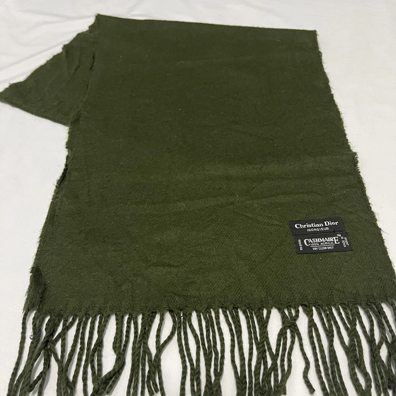 CHRISTIAN DIOR foulard Monsieur laine cachemire vert taille 11