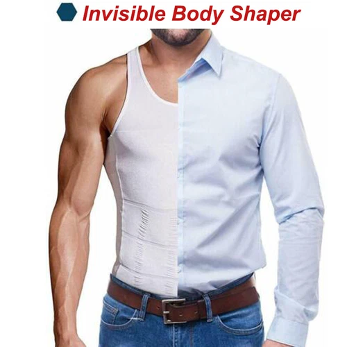 Mens Tight Compression Body Shaper Sports Muscle Tank Top Abs Abdomen Slim Vest - Picture 20 of 41