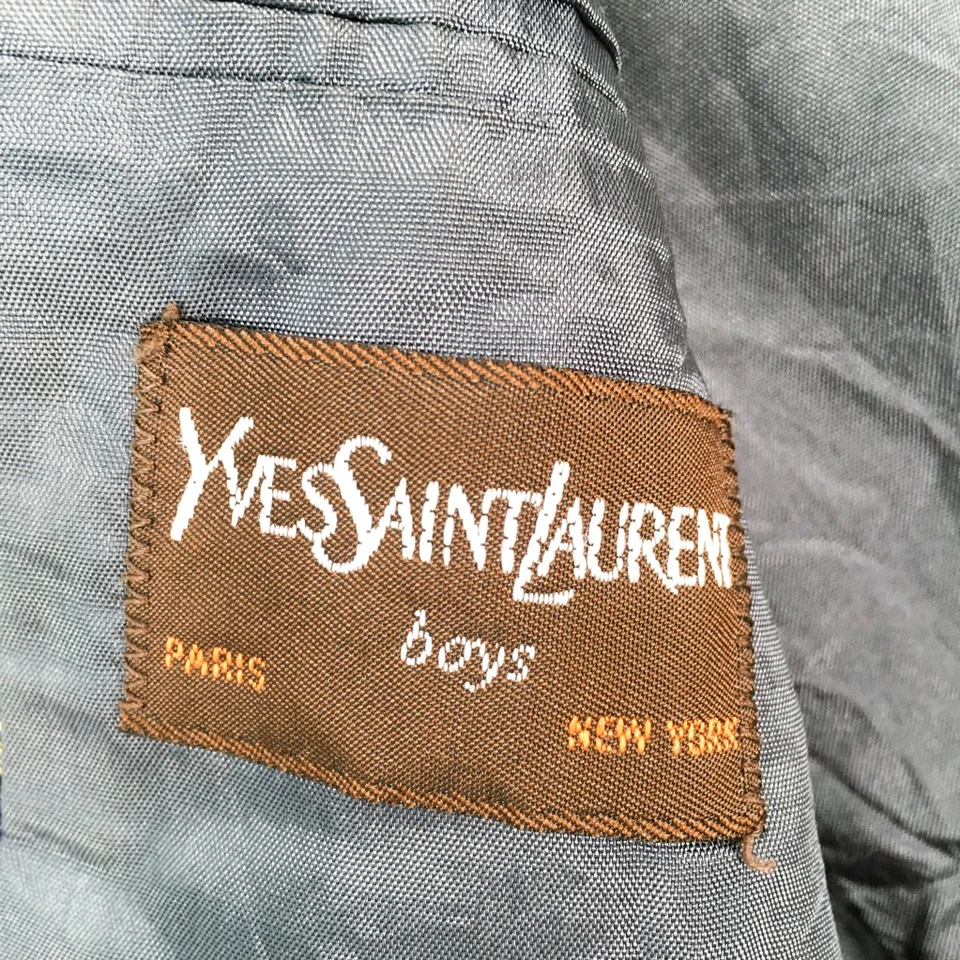 Yves Saint Laurent Boys Suit Jacket Blue Solid Two-Button Pockets Lined Formal M - Image 3 of 3