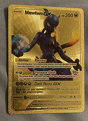 2021 New Pokemon Mewtwo Metal Cards Gold Mew V Pikachu Vmax