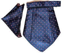 Red blue Men Silk Cravat POCKET SQUARE Scarf Ascot Tie PARTY-PRE STITCHED