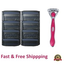 9 Schick Quattro Women Blades 8 Cartridges Razor Handle Refills Quatro Shaver
