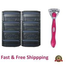 9 Schick Quattro Women Blades 8 Cartridges+Razor Handle Refills Quatro Shaver