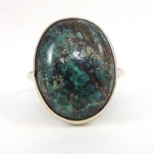 Boho Large Chunky Sterling Silver Blue Turquoise Ring Size 7