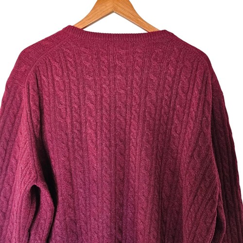 Club Room Cashmere Cable Knit Sweater Burgundy Crewneck Pullover Luxury XXL - Picture 10 of 13