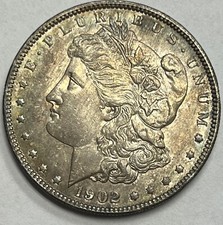 1902 P Morgan Silver Dollar US Coin AU + Toned pq