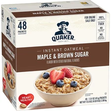 Instant Oatmeal, Maple & Brown Sugar, Individual Packets, 1.51 Ounce (Pack of 48