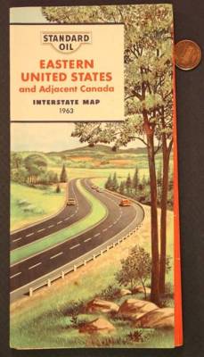 1963 Chevron & Standard Oil Gas service station Eastern United States road map -