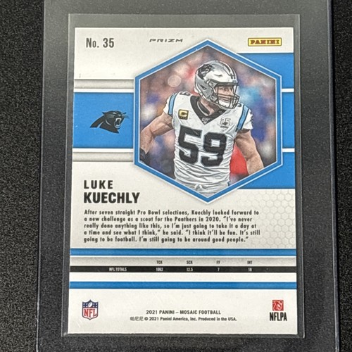 Panini Mosaic 2021 amarillo reactivo Luke Kuechly #35 Carolina Panthers - Imagen 2 de 2