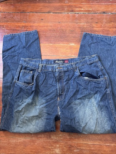 Moshiko Jeans Y2K Skater Baggy Jeans 42x32 Embroidery Blue Jeans Vintage Men’s - Picture 3 of 5