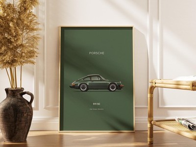 Porsche 911 SC Poster, Classic Sports Car Wall Art, Minimal Auto Decor