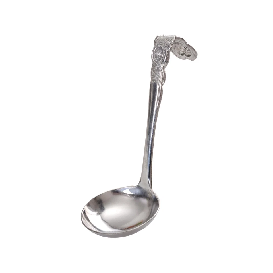 GRÄWE Ostfriesischer Sahnelöffel gebogen groß Sahnekelle Edelstahl Rosendekor