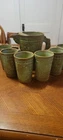 Vintage Frankoma Pottery  Prairie Green Pitcher w/ Mug Set