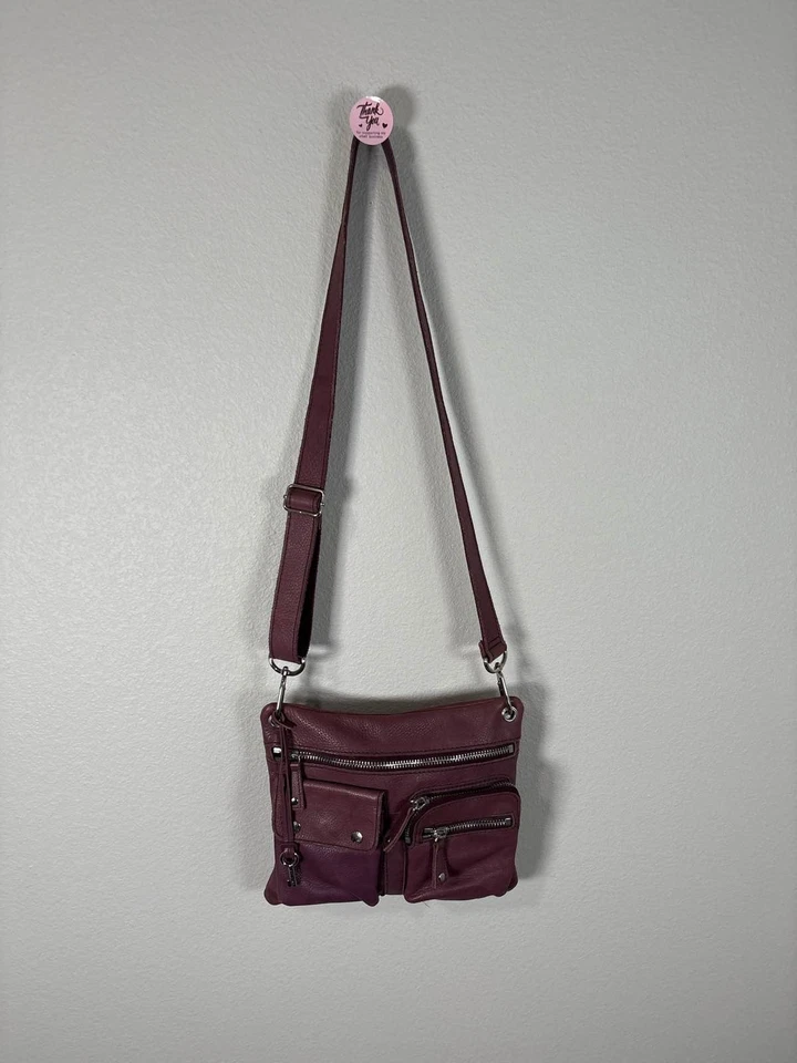 Bolso Bandolera Bolso Mensajero FOSSIL Sutter Ciruela Guijarro Cuero Foto 2 de 4