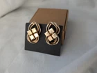 VTG Coro Craft GoldTone lovers Knot Geometric Square Clip-On Earrings Abstract