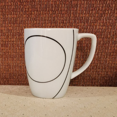 Corelle Coordinates Simple Lines Porcelain 12 Ounce White w/ Black Lines V NICE
