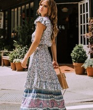 Spell & The Gypsy Collective Dress Size L Boho Floral Midi Ruffle Hem Viscose