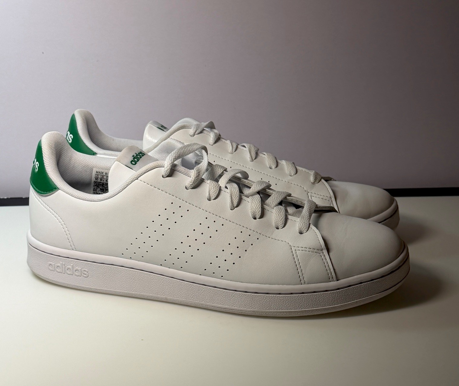 Adidas Cloud Foam Advantage White Green Men&rsquo;s Size 10 Tennis Shoes