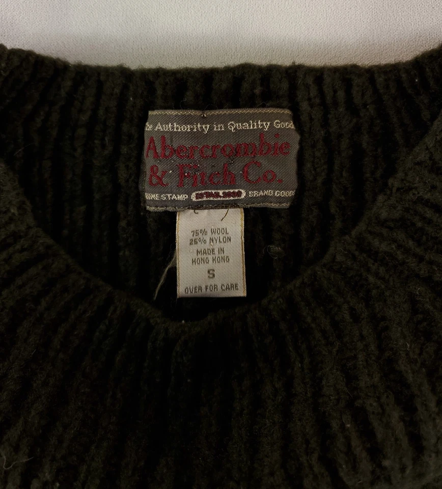 Suéter Raglán Abercrombie & Fitch De Colección Años 90 Mezcla de Lana Acanalado Verde Para Hombres S Foto 2 de 4