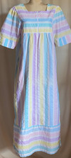 SAYBURY Vintage Seersucker Duster Robe Long House Dress MuuMuu Pastel Stripe L