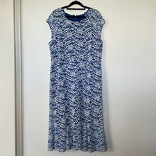 Gerard Blue Lace Midi Dress Size 18 Floral Overlay Lined