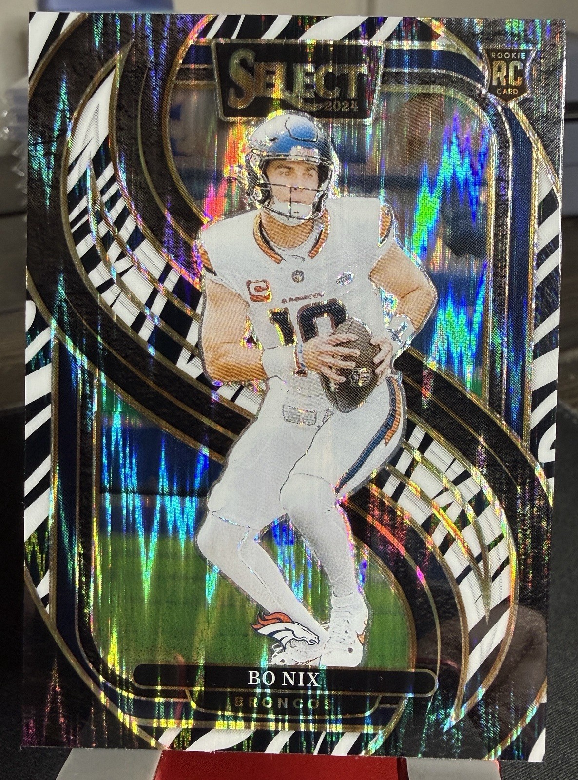 Bo Nix 2024 Panini Select Zebra Prizm Premier Level RC Rookie SP Broncos