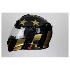 Torc T-28B Modular Bluetooth Gold Star Helmet (Gloss Black - X-Large)