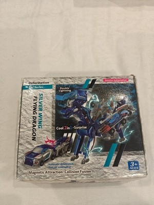 Collision 2 Car Transform Magnetic Flying Dragon Toy Damaged See Pics