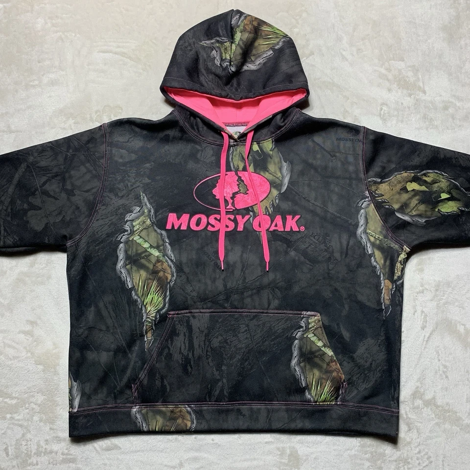 Mossy Oak Break-Up Eclipse Camo Hoodie Women's 2XL Neon Pink Accents Pullover - Image 4 of 4