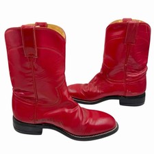 VINTAGE RED JUSTIN ROPER KIDS SIZE BOOTS 4 D WESTERN COWBOY LOTS OF WEAR  TEAR