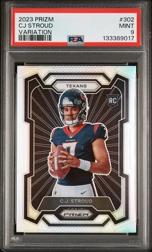 C.J. CJ STROUD 2023 PRIZM VARIATION ROOKIE RC #302 PSA 9 MINT! TEXANS OHIO STATE