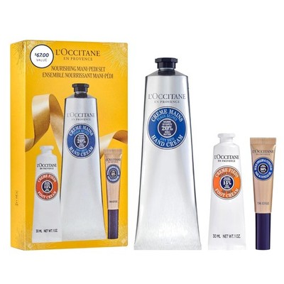 L Occitane Nourishing Mani Pedi Gift Set, Shea Butter Skincare Trio, Self Car...