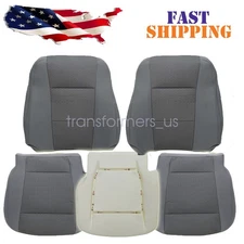 For 2017-2021 Ford F250 F350 F450 Bottom-Top Seat Cover & Driver Foam Gray Cloth